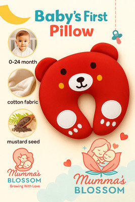 MUMMA'S BLOSSOM Cotton Baby Pillow Pack of 1 Animals(CAT RED AND WHITE)