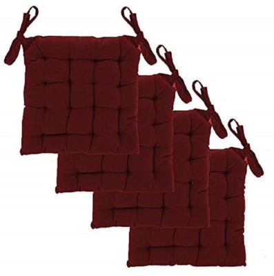 KANWAR SA Chair Pad - 16x16 Microfibre Solid Chair Pad Pack of 4(Maroon)