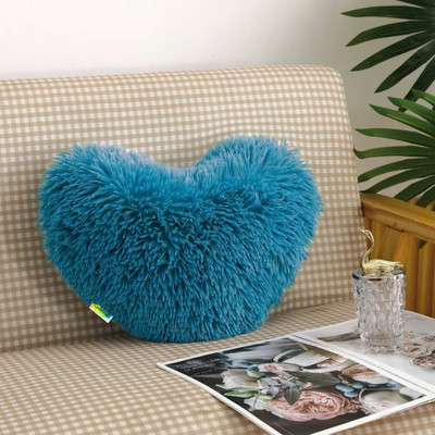 Cyuteenuts Valentine Heart shape pillow Microfibre Solid Cushion Pack of 1(Sky Blue)