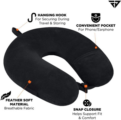 Tarun Trading u- Shape Microfibre Solid Travel Pillow Pack of 1(Black)