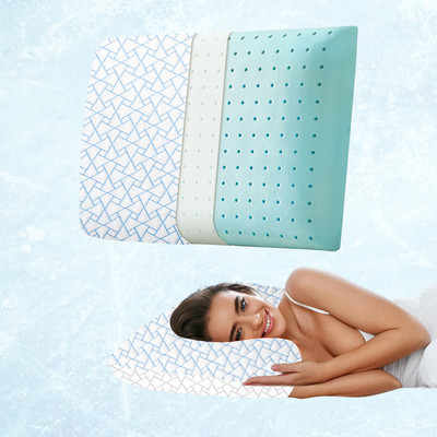 AYKA Memory Foam Solid Orthopaedic Pillow Pack of 1(White, Light Blue)