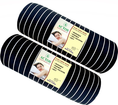 ACTOS Round Microfibre Stripes Bolster Pack of 2(Black14)