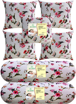 ACTOS Microfibre Bolster Pack of 7 Floral(White)
