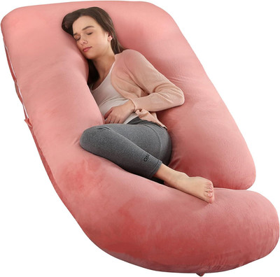 WINX Ultra soft j shaped pillow Polyester Fibre Solid Pregnancy Pillow Pack of 1(Camel)