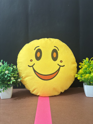 Lefo EMOJI Cotton Smiley Cushion Pack of 1(Yellow)