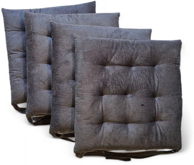 MonarchHomeArt Cotton Chair Pad Pack of 4 Solid(Grey)