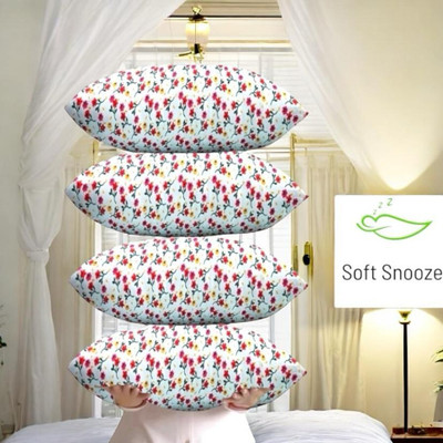 Serene Microfibre Sleeping Pillow Pack of 4 Floral LUXURY(White)