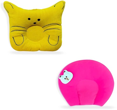 Found Fit Cotton, Mustard Seeds Animals Baby Pillow Pack of 2(Yellow & Pink)