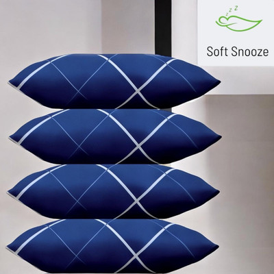 SOFT SNOOZE Soft Luxury Microfibre Abstract Sleeping Pillow Pack of 4(Blue)