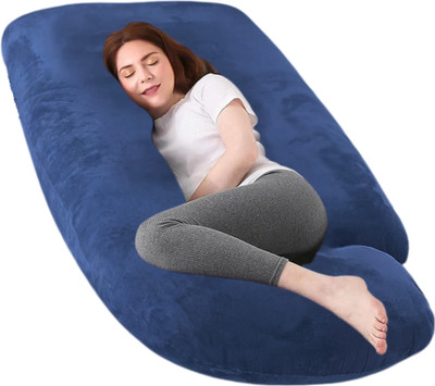 maatrikaa Comfortable J-Shaped Pregnancy Support Pillow for Back, Legs & Belly Relief Microfibre Solid Pregnancy Pillow Pack of 1(Blue)