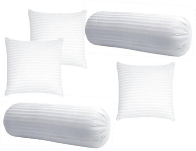 GTX Microfibre Bolster Pack of 7 Stripes Decorative Set of 2 Bolster & 5(White)