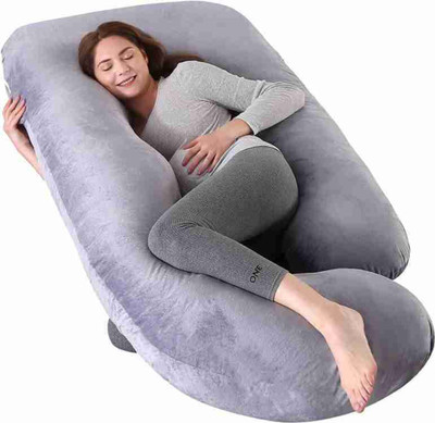 Manbhawan craft Polyester Fibre Solid Pregnancy Pillow Pack of 1(Grey)
