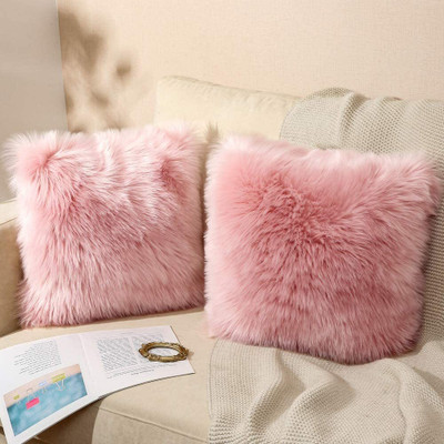 Catchyx Cart Microfibre Solid Cushion Pack of 2(BABY PINK)