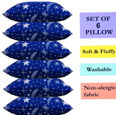 VILLAGERS Polyester Fibre Abstract Sleeping Pillow Pack of 6(Blue)