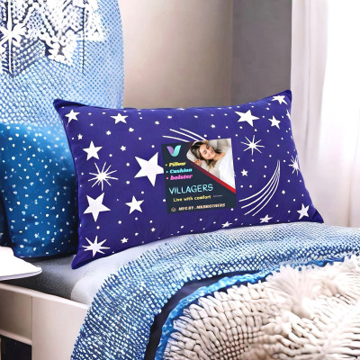 VILLAGERS Premium Polyester Fibre Abstract Baby Pillow Pack of 1(Blue)