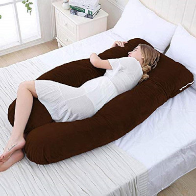 OZLY ultra soft u shape pregnancy pillow Microfibre, Polyester Fibre Solid Pregnancy Pillow Pack of 1(Brown)