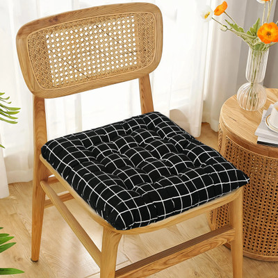 KUBER INDUSTRIES Microfibre Solid Chair Pad Pack of 1(Black)