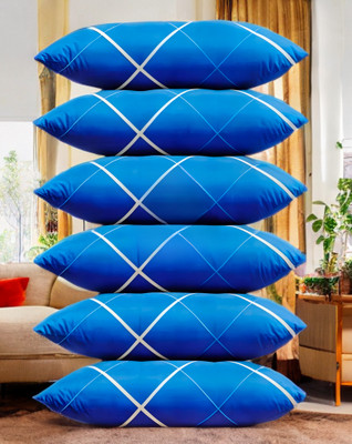 YPOLOIPO LUXURY Polyester Fibre Abstract Sleeping Pillow Pack of 6(Blue)