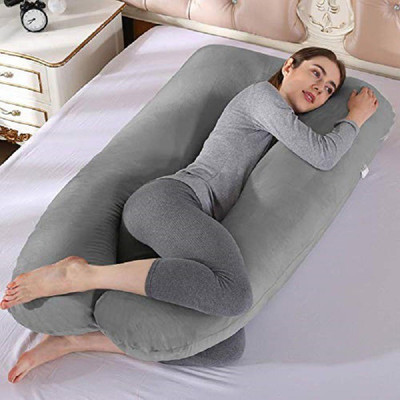 WILD MINT ultra soft u shaped pillow Microfibre Solid Pregnancy Pillow Pack of 1(Grey)