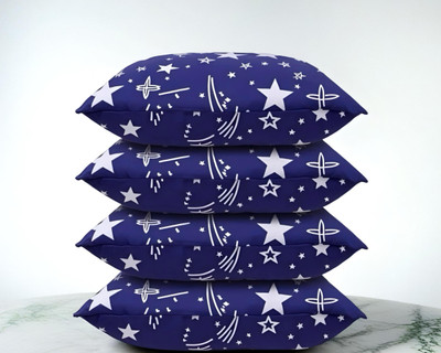 Regnar Luxury Polyester Fibre Abstract Sleeping Pillow Pack of 4(Blue)