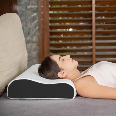 REYCONA Memory Foam Floral Orthopaedic Pillow Pack of 1(White, Black)