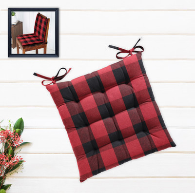 OASIS Cotton Geometric Chair Pad Pack of 1(Red)