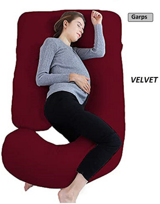 garps J shape Polyester Fibre Solid Pregnancy Pillow Pack of 1(Maroon)