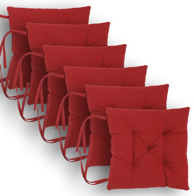 ESSAN FABRIX Premium Polyester Fibre Solid Chair Pad Pack of 6(CHERRY RED)
