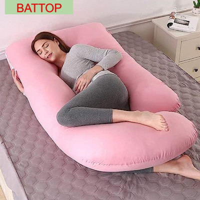 BATTOP ULTRA SOFT J SHAPE Polyester Fibre Solid Sleeping Pillow Pack of 1(Pink)