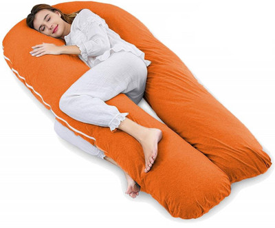 Mom's Moon Extra Long pergnancy pillow Microfibre Solid Body Pillow Pack of 1(Orange)