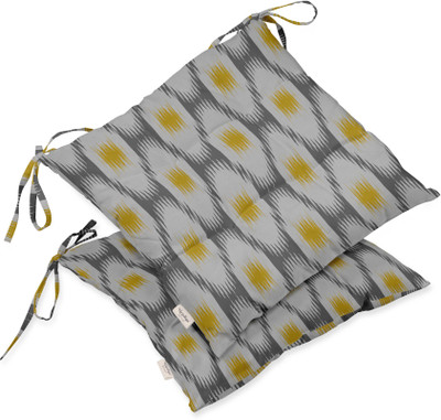 Vargottam Polyester Fibre Geometric Chair Pad Pack of 2(Light Gray)