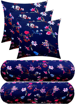 Swikon star Microfibre Floral Sleeping Pillow Pack of 5(Blue)