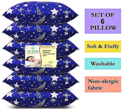 ACTOS Microfibre Geometric Sleeping Pillow Pack of 6(Blue)