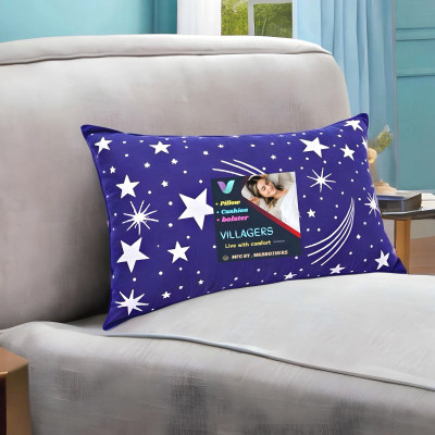VILLAGERS Premium Polyester Fibre Abstract Sleeping Pillow Pack of 1(Blue)