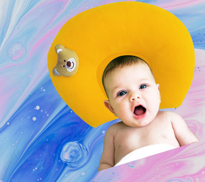 Craft Town Foam Solid Baby Pillow Pack of 1(Yellow)