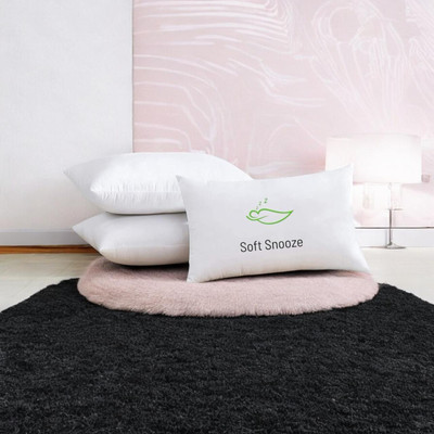 SOFT SNOOZE Microfibre Sleeping Pillow Pack of 3 Solid Soft Luxury(White)
