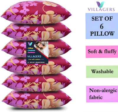 VILLAGERS LUXURY Polyester Fibre Abstract Sleeping Pillow Pack of 6(Pink)