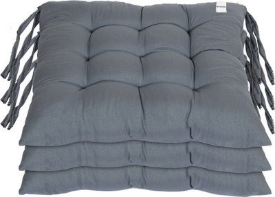 HOMESTIC by Kuber Industries Microfibre Solid Chair Pad Pack of 3(Grey)