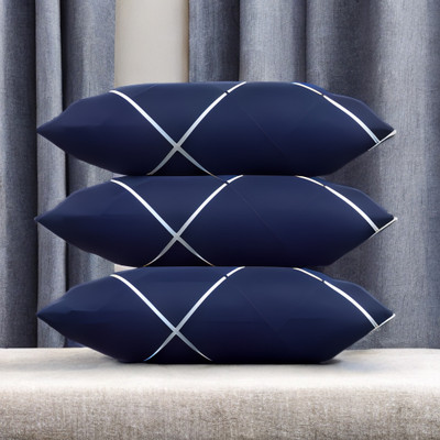 EIRINI Microfibre Sleeping Pillow Pack of 3 Solid LUXURY(Blue)