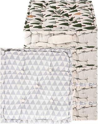 KUBER INDUSTRIES Microfibre Abstract Chair Pad Pack of 6(Grey, Green)