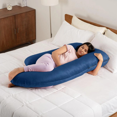 Wakefit G-Shape Memory Foam Solid Pregnancy Pillow Pack of 1(Dark Blue)