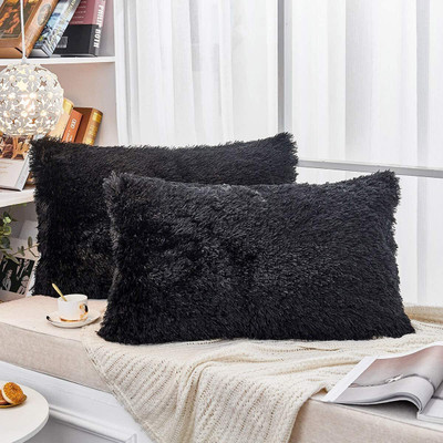 ellsy Microfibre Solid Cushion Pack of 2(Black)