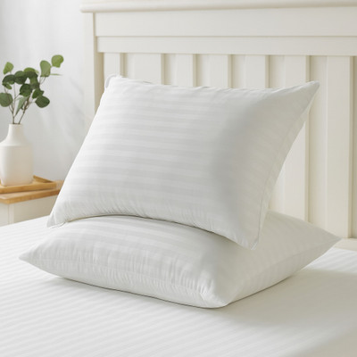 SLEEPY FEEL Microfibre Sleeping Pillow Pack of 2 Stripes Soft(White)