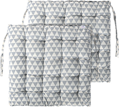 Heart Home Microfibre Geometric Chair Pad Pack of 2(Grey)