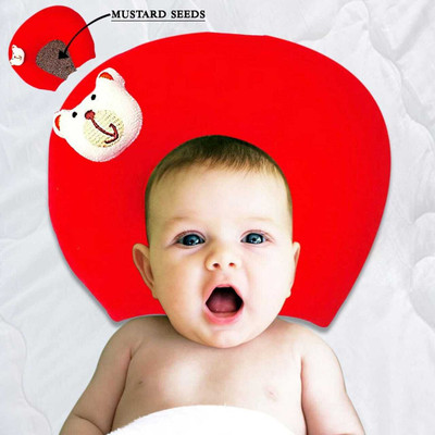 Trivika Fashions Mustard Seeds Solid Baby Pillow Pack of 1(Red)