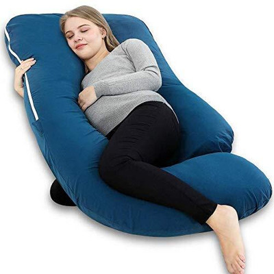 Thakarshi Polyester Fibre Solid Pregnancy Pillow Pack of 1(Dark Blue)