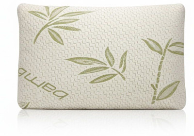 SATISFLAY Latex Sleeping Pillow Pack of 1 Floral Latex Comfort Pillow with Bamboo Fabric Cover - 24x16x4 inch(Off White, Green)
