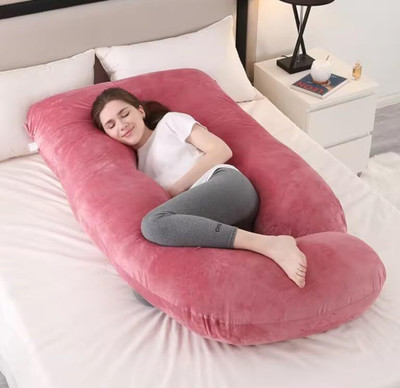 Mojo J SHAPE Microfibre Solid Pregnancy Pillow Pack of 1(Pink)