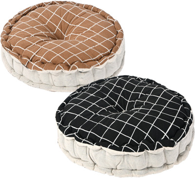 KUBER INDUSTRIES Microfibre Solid Chair Pad Pack of 2(Black, Brown)