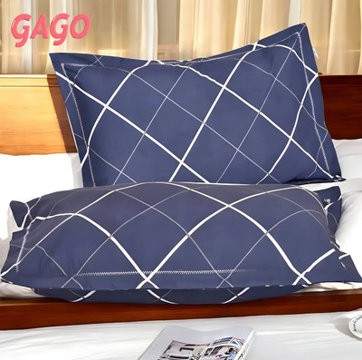 GAGO LUXURY Microfibre Solid Sleeping Pillow Pack of 2(BLUE LINE)